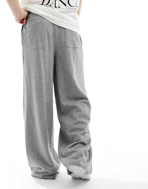 ASOS DESIGN - Joggers a fondo super ampio con rovescio a ricci color grigio mélange, 5 di 5