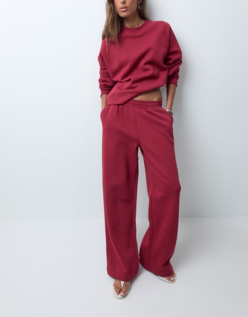 ASOS DESIGN joggers a gamba larga in burgundy, 5 di 5