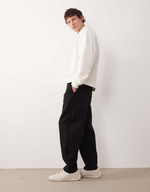 ASOS DESIGN - Joggers a palloncino in tessuto scuba pesante neri, 3 di 5
