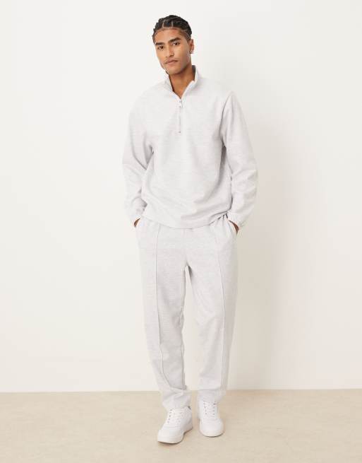 ASOS DESIGN - Joggers affusolati comodi grigi in tessuto effetto scuba con pinces in coordinato