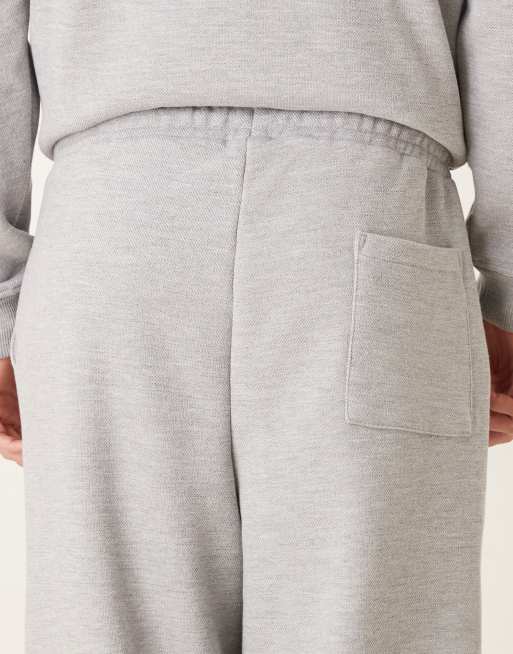 ASOS DESIGN - Joggers affusolati comodi grigio mélange in piqué con rovescio spazzolato, 5 di 5
