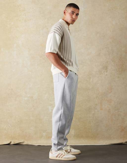 ASOS DESIGN - Joggers affusolati double-face grigio mélange con pinces, 4 di 6