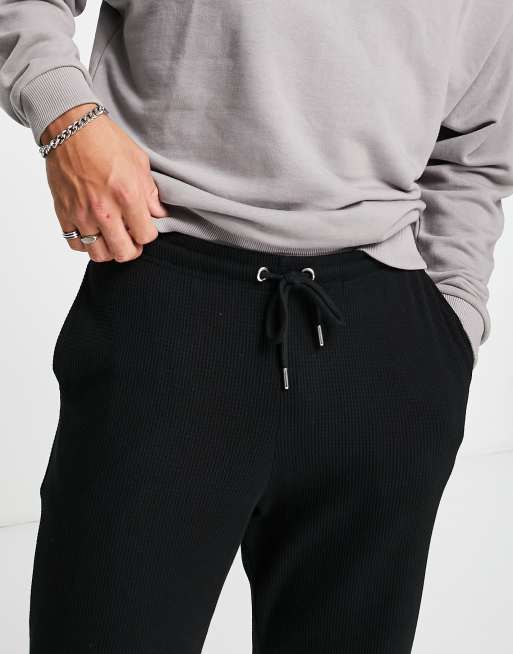 ASOS DESIGN - Joggers affusolati in piqué nero in coordinato, 2 di 4