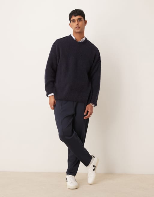 ASOS DESIGN - Joggers affusolati in tessuto scuba blu navy