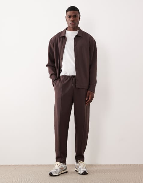 ASOS DESIGN - Joggers affusolati marroni con pinces - view 1