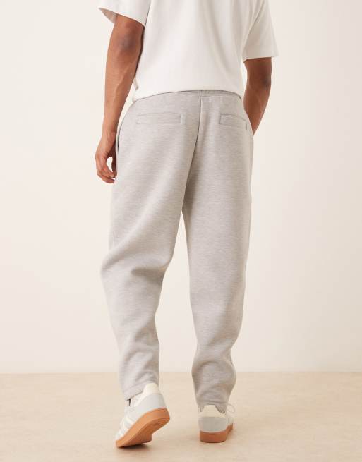 ASOS DESIGN - Joggers affusolati pesanti grigio mélange in tessuto stile scuba, 3 di 5
