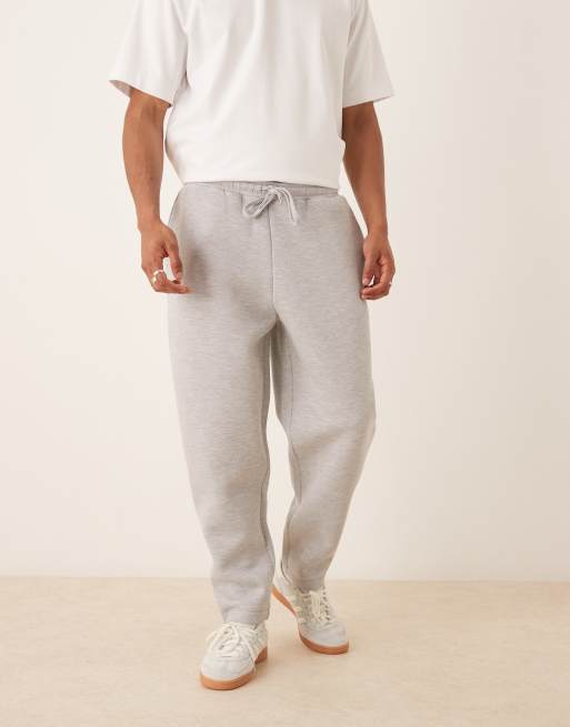 ASOS DESIGN - Joggers affusolati pesanti grigio mélange in tessuto stile scuba, 5 di 5