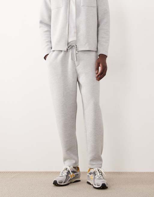 ASOS DESIGN - Joggers affusolati pesanti grigio mélange in tessuto stile scuba, 2 di 5