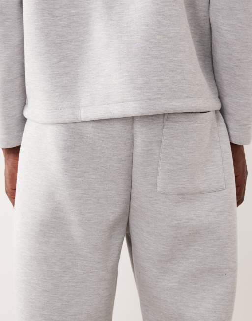 ASOS DESIGN - Joggers affusolati pesanti grigio mélange in tessuto stile scuba, 5 di 5