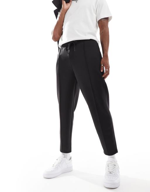 ASOS DESIGN - Joggers affusolati pesanti neri in tessuto effetto scuba, 3 di 5