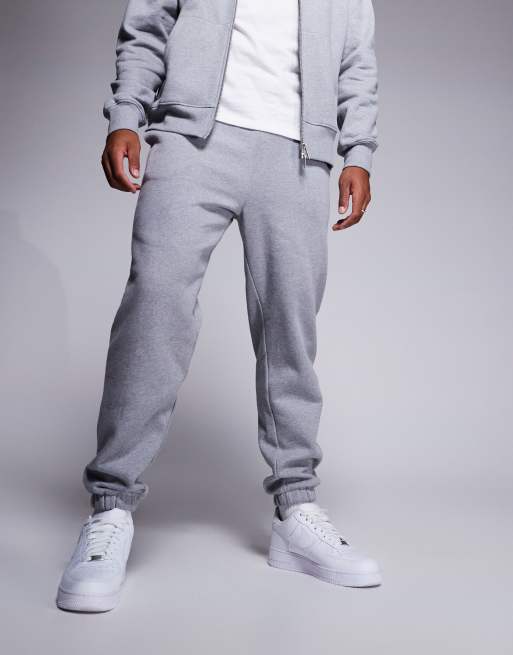 ASOS DESIGN - Joggers affusolati premium pesanti grigio mélange da 400 g/m², 5 di 5