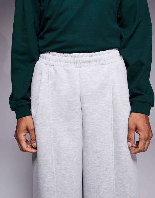 ASOS DESIGN - Joggers ampi in tessuto effetto scuba grigio chiaro con pieghe, 4 di 5