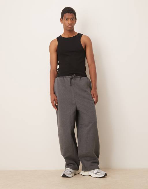 ASOS DESIGN - Joggers ampi premium pesanti 400 gsm grigio antracite mélange, 3 di 5