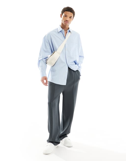 ASOS DESIGN - Joggers antracite a fondo ampio in tessuto scuba