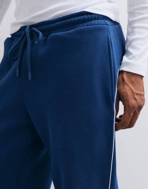 ASOS DESIGN - Joggers azules de pernera recta con ribetes, 2 de 5