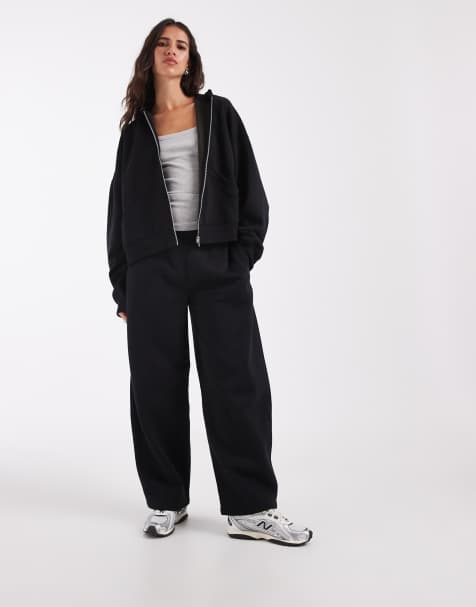 ASOS DESIGN joggers barrel con interno spazzolato neri - view 1