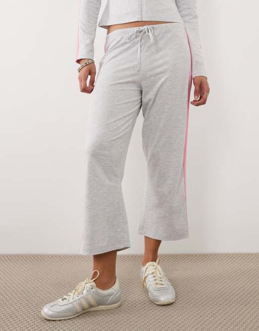 ASOS DESIGN - Joggers capri grigio mélange con riga rosa a contrasto in coordinato, 2 di 5