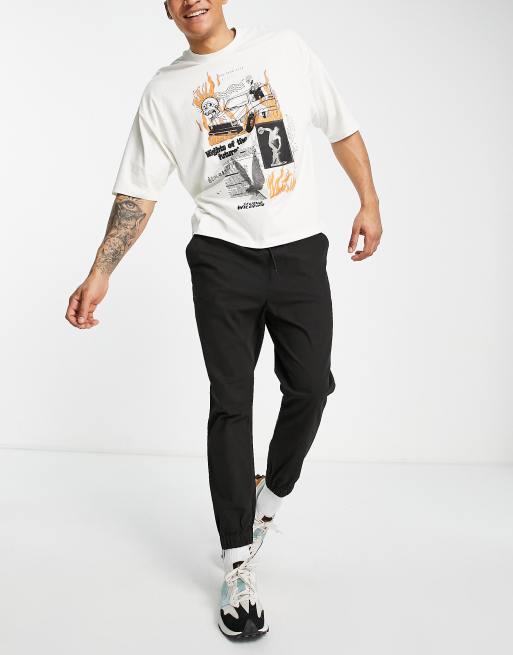 ASOS DESIGN - Joggers chino affusolati con vita elasticizzata neri, 4 di 4