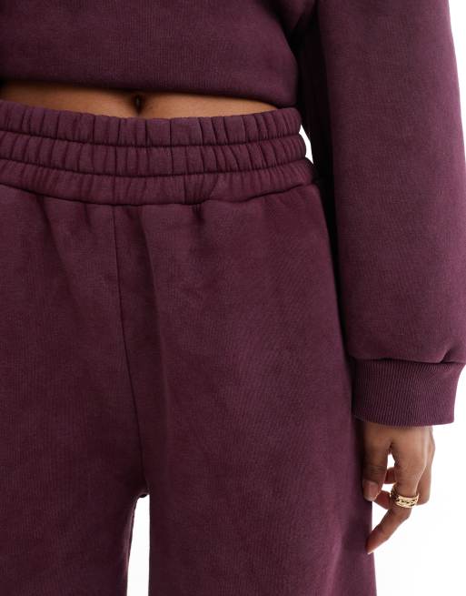 ASOS DESIGN - Joggers cocoon bordeaux lavaggio acido in coordinato, 5 di 5