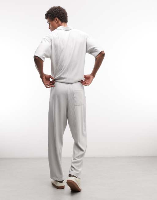 ASOS DESIGN - Joggers comodi affusolati plissé grigi a pieghe, 5 di 5