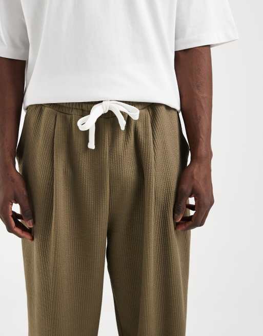 ASOS DESIGN - Joggers comodi affusolati verdi in tessuto seersucker testurizzato, 4 di 5