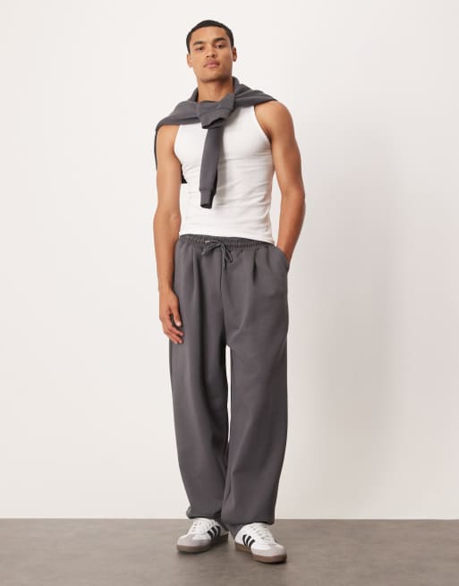 ASOS DESIGN - Joggers con fondo ampio pesanti grigio antracite
