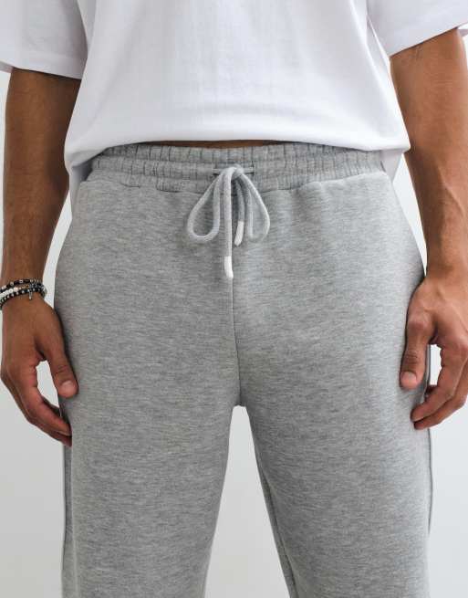 ASOS DESIGN - Joggers con vuelta y vivo en gris jaspeado, 4 de 5