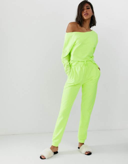 ASOS DESIGN Lounge - Completo felpa e joggers con bordi grezzi fluo, 3 di 3
