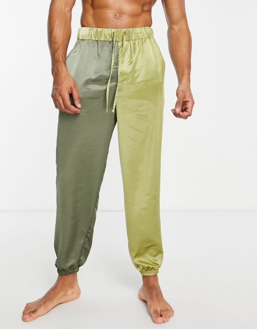 ASOS DESIGN - Joggers da casa in raso bicolore