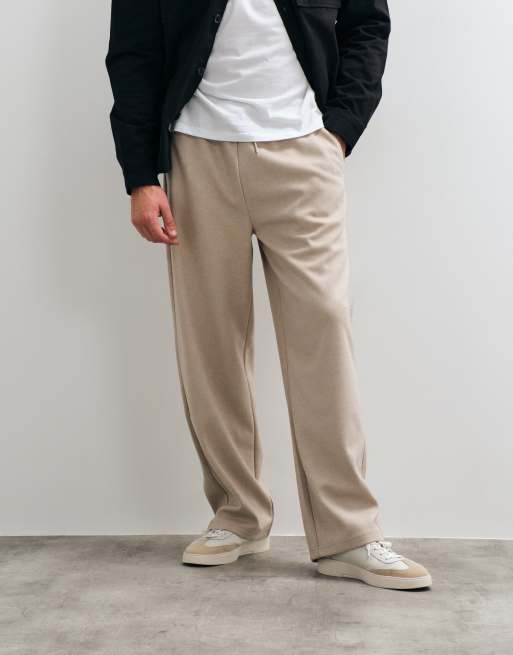 ASOS DESIGN - joggers de sarga de algodón de pernera ancha en beige, 2 de 5
