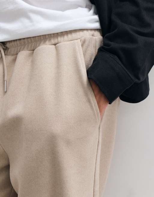 ASOS DESIGN - joggers de sarga de algodón de pernera ancha en beige, 4 de 5