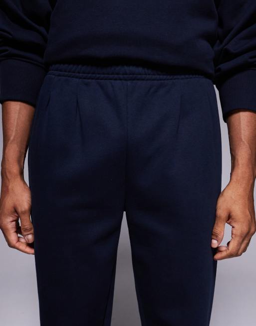 ASOS DESIGN - Joggers dritti blu navy con pieghe, 4 di 5