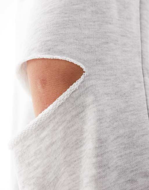 ASOS DESIGN - Joggers dritti color ghiaccio mélange con strappi sulle ginocchia, 2 di 5