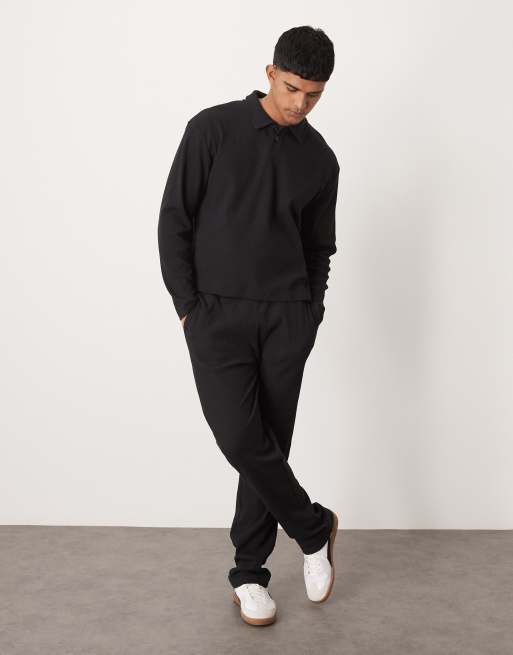 ASOS DESIGN - Joggers dritti nero slavato a coste in coordinato, 2 di 5
