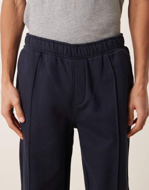 ASOS DESIGN - Joggers dritti premium in tessuto pesante da 400 g/m² color blu navy, 4 di 5