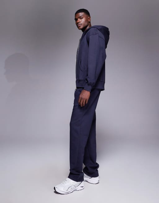 ASOS DESIGN - Joggers dritti premium pesanti da 400 g/m² blu navy, 3 di 6