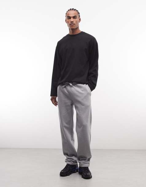 ASOS DESIGN - Joggers dritti premium pesanti grigio mélange da 400 g/m² - view 1