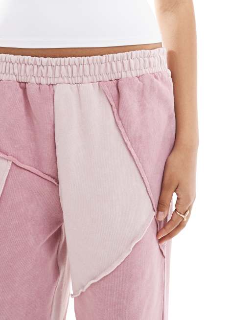 ASOS DESIGN - Joggers dritti rosa slavato con motivo patchwork in coordinato, 5 di 5