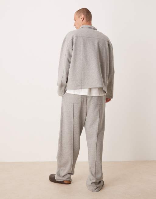 ASOS DESIGN - Joggers eleganti a fondo ampio color grigio mélange in coordinato, 3 di 5