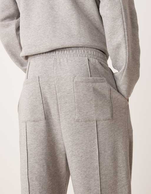 ASOS DESIGN - Joggers eleganti a fondo ampio color grigio mélange in coordinato, 5 di 5