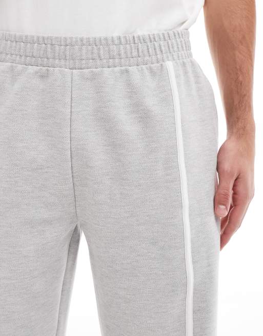 ASOS DESIGN - Joggers eleganti dritti grigio mélange con profili a contrasto, 5 di 5