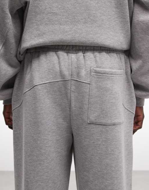 ASOS DESIGN - Joggers gris jaspeado de pernera ancha con diseño de paneles cosidos, 5 de 5