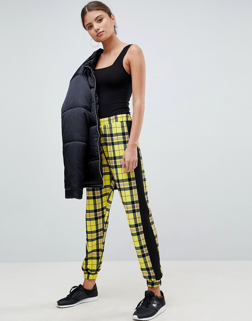 ASOS DESIGN Joggers In Check With Side Stripe-Multi