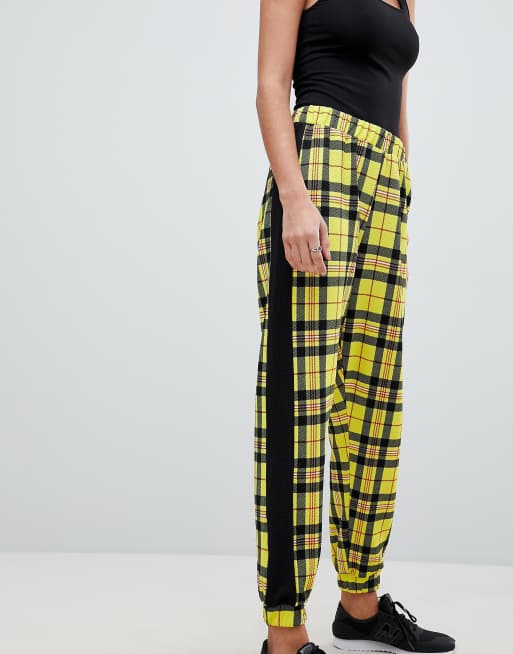 Yellow cheap checkered joggers