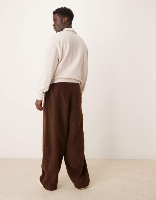 ASOS DESIGN - Joggers larghi a palloncino in pile marroni in coordinato, 5 di 5