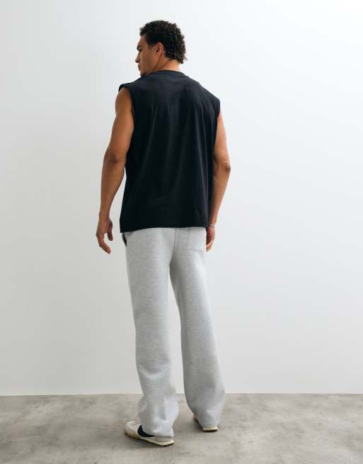ASOS DESIGN joggers med brede ben i scuba-lignende stof i grå, 4 af 5