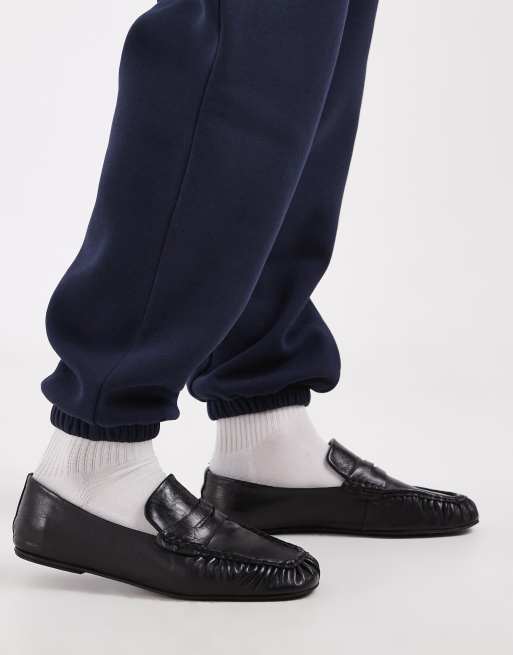 ASOS DESIGN joggers med opsmøg i navy og børstet bagside, 4 af 5