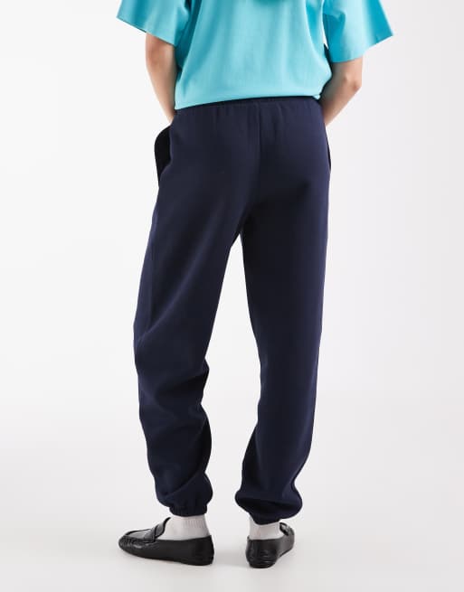 ASOS DESIGN joggers med opsmøg i navy og børstet bagside, 5 af 5