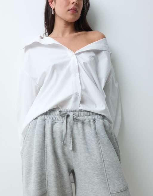 ASOS DESIGN joggers med pipingdetalj och mudd i benslut i gråmelerad, 3 av 5