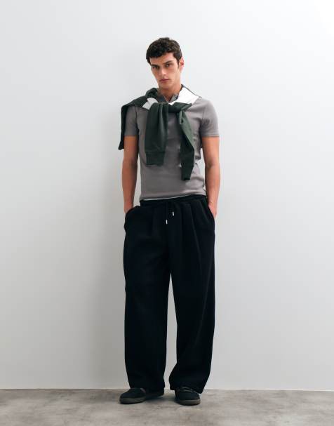 ASOS DESIGN - joggers negros con doble pinza y corte barrel - view 1